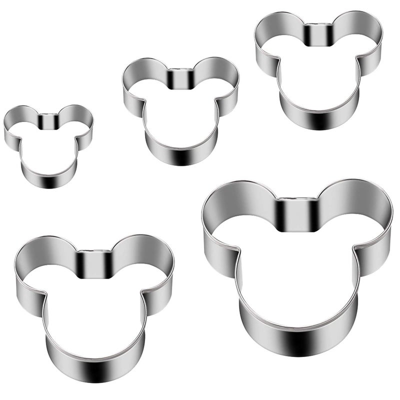 Tmflexe Mouse Cookie Cutter Sandwich Cutters for Kids DIY Lunchbox Bento Box Fruit Cutters Vegetable Cutters for Children Boys Girls, Pack of 5 - Image 1
